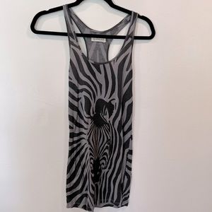 Long Racerback Tank with Zebra Print
